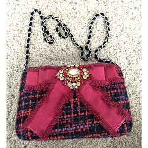 NWT Cristina Sabatini Aubrey Tweed Bag - Jeweled Crystal Bow Crossbody